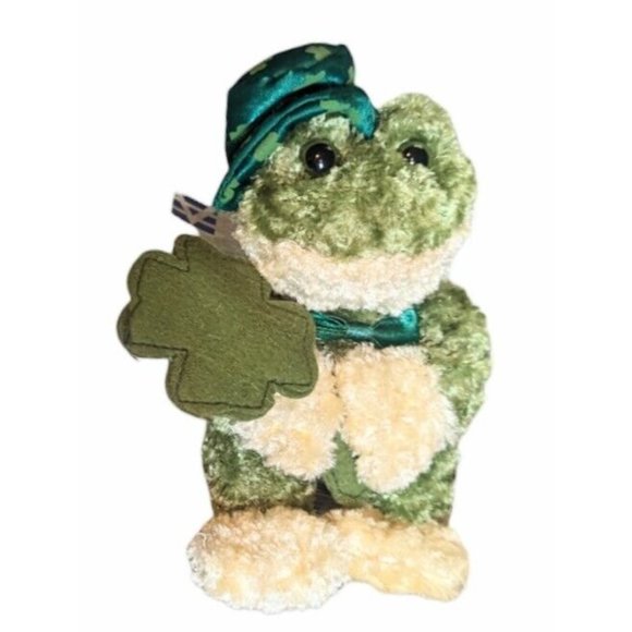 Dan Dee Collector's Choice Plush Green Stuffed Frog Clover Shamrock 5" Toy - Picture 2 of 5